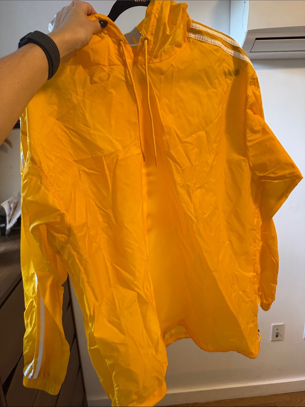 Adidas Yellow Trefoil Hooded Windbreaker / Raincoat - Picture 3 of 6